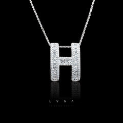 H Alphabet Studded Diamond Necklace 14kt