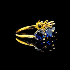 PREORDER | Blue Sapphire Gemstones Hearts Half Eternity Ring 18kt Gold