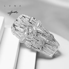 #LoveLVNA | Crossover Multi-Layer Statement Deco Paved Band Bracelet Diamond Bangle 14kt #BuyNow