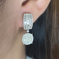 #LVNA礼品 |圆形声明长方形悬垂钻石耳环 14 克拉