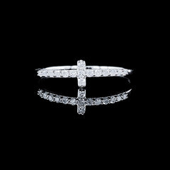 #ThePromise | Religious Cross Bar Half Eternity Diamond Ring 18kt