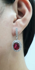 PREORDER | Large Oval Red Ruby Gemstones Diamond Jewelry Set 14kt