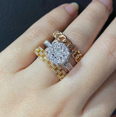 PREORDER | Multi-Tone Stacked Invisible Setting Diamond Ring 14kt
