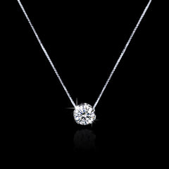 0.39ct G I2 Round Brilliant Solitaire Diamond Necklace 18kt