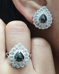 PREORDER | Pear Black Diamantes Diamond Jewelry Set 14kt