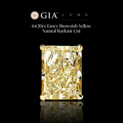 LVNA Signatures™️ 64.20ct Fancy Brownish Yellow Natural Radiant Cut Pendant Brooch Solitaire Diamond Necklace GIA Certified
