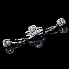 PREORDER| Cushion Drop Dangling Diamond Jewelry Set 14kt