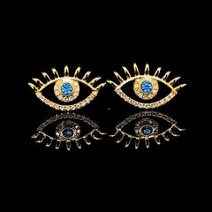 PREORDER | Golden Evil Eye Protection Stud Diamond Earrings 18kt