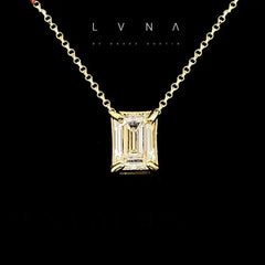 #LVNA선물 GLD | 0.25ct G VVS2 에메랄드 다이아몬드 솔리테어 목걸이 18kt 옐로우 골드