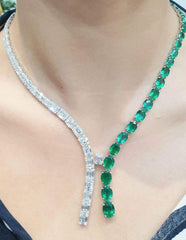 LVNA Signatures™️ Grand Colombian Green Emerald Twin Choker Gemstones Diamond Necklace 18kt