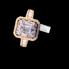 PREORDER | Golden Emerald Invisible Setting Paved Diamond Ring 18kt