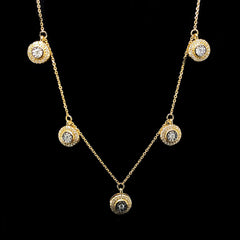 Golden Round Station Diamond Necklace 14kt