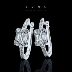 LVNA Signatures Invisible Setting Emerald Hoop Diamond Earrings 18kt