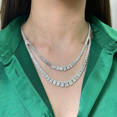 PREORDER | Double Layer Eternity Tennis Diamond Necklace 14kt