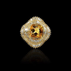 PREORDER | Golden Topaz Gemstones Diamond Ring 18kt