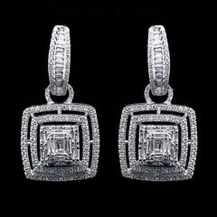 CLEARANCE BEST | Large Square Dangling Diamond Earrings 14kt
