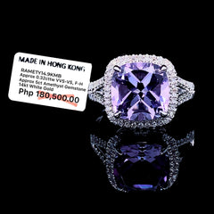 PREORDER | Amethyst Cushion Gemstones Diamond Ring 14kt