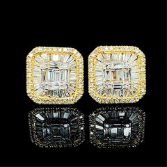 PREORDER | Golden Large Classic Square Stud Diamond Earrings 14kt