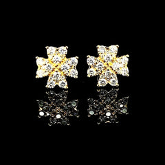 PREORDER | Golden Floral Stud Diamond Earrings 14kt