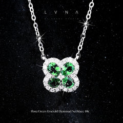 PREORDER | Floral Green Emerald Gemstones Diamond Necklace 18kt