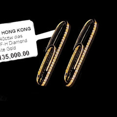 PREORDER | Golden Paperclip Studded Deco Diamond Earrings 14kt