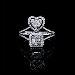 PREORDER | Heart Emerald Cluster Shape Diamond Ring 14kt