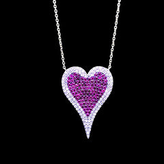 PREORDER | Golden Pink Rubies Gemstones Heart Diamond Necklace 14kt