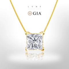 Love, LVNA |  0.31ct E SI1 Princess Cut Solitaire Diamond Necklace GIA Certified