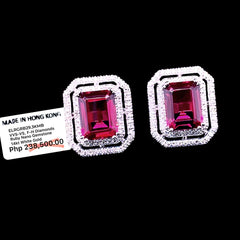 PREORDER | Red Ruby Emerald Halo Gemstones Diamond Jewelry Set 14kt
