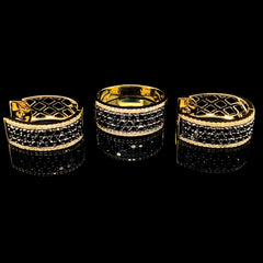 Golden Black Diamond Hoop Jewelry Set 14kt
