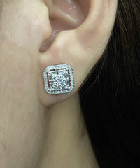 PREORDER | Cushion Halo Stud Diamond Earrings 14kt