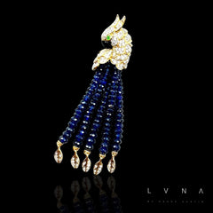 PREORDER | Golden Agila Sapphire Beads Tassel Gemstones Diamond Necklace 14kt