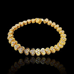 Golden Heart Tennis Diamond Bracelet 14kt