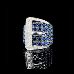 #LVNA2024 | Blue Sapphire Studded Belt Gemstones Diamond Ring 14kt