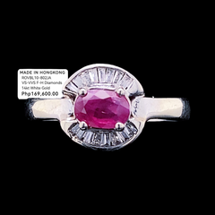 CLEARANCE BEST | Oval Red Ruby Baguette Gemstones Diamond Ring 14kt