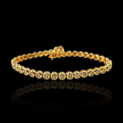 Golden Round Tennis Diamond Bracelet 14kt