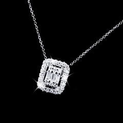 #LVNA선물 | 클래식 데일리 에메랄드 헤일로 다이아몬드 목걸이 16-18" 18kt 체인