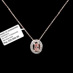 LVNA 시그니처 0.42cts 핑크 오벌 솔리테어 다이아몬드 목걸이 18kt