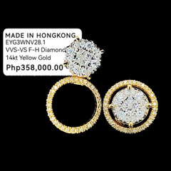 CLEARANCE BEST | Golden Round Halo Multi-Wear Invisible Setting Diamond Earrings 14kt