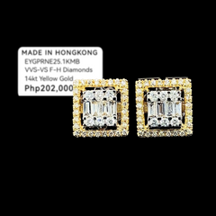 PREORDER | Golden Classic Square Stud Diamond Earrings 14kt