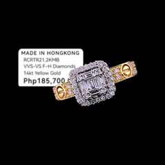PREORDER | Golden Classic Square Paved Band Diamond Ring 14kt