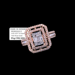 PREORDER | Rose Emerald Halo Paved Band Diamond Ring 14kt