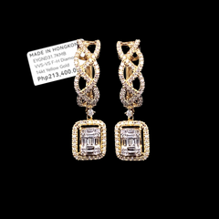 PREORDER | Golden Emerald Infinity Dangling Diamond Earrings 14kt