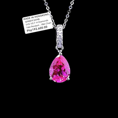 PREORDER | Pear Pink Ruby Paved Gemstones Diamond Necklace 14kt