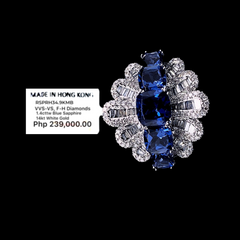 PREORDER | Blue Sapphire Cushion Deco Gemstones Diamond Ring 14kt