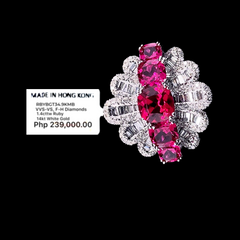#LVNA礼品 |红宝石垫形装饰钻石戒指 14 克拉