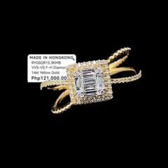 PREORDER | Golden Square Split Shank Diamond Ring 14kt