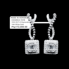 Square Dangling Diamond Earrings 14kt