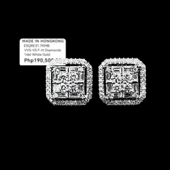 PREORDER | Cushion Halo Stud Diamond Earrings 14kt