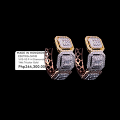PREORDER | Multi-Tone Square Hoop Diamond Earrings 14kt